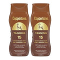 Coppertone Tanning Sunscreen Lotion, SPF 15, Broad Spectrum, Water Resistant | Vitamin E Enriched | Free of Harmful Chemicals | 16 Fl Oz | Pack of 2