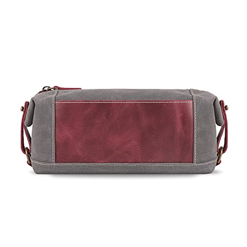 Londo Toiletry Bag Genuine Leather and Canvas Travel Toiletry Bag Dopp Kit - Unisex