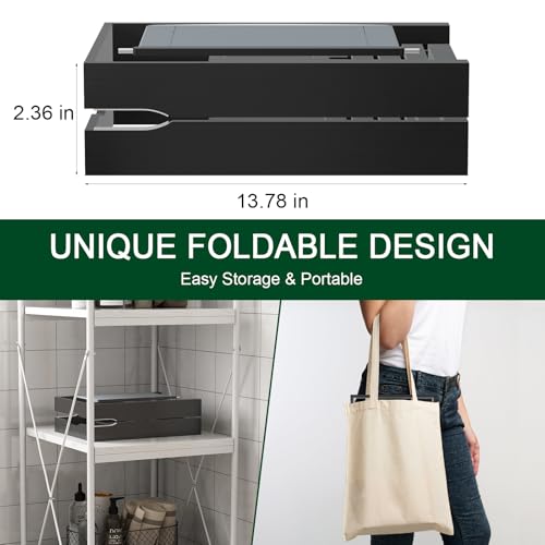 Foldable Bamboo Bathtub Caddy Tray Expandable for Luxury Bath, Bath Accessories & Table with Wine Glass Holder, Book Stand Bathroom Organizer with Extending Sides for Men/Women,Black
