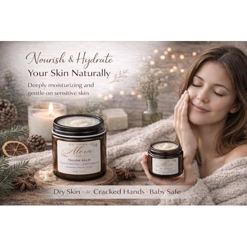 Grass Fed Beef Tallow Balm ?Tallow Moisturizer for Dry & Sensitive Skin ? Natural Face & Body Cream with Organic Jojoba Oil ? Unscented 4 oz