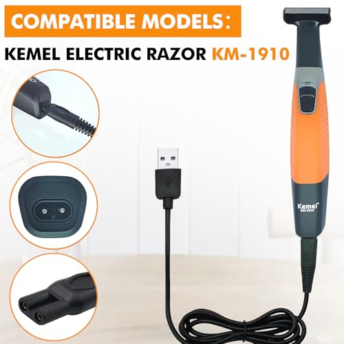 LinMei Replacement Charger Cord for KEMEI KM-1910 Electric Shaver 5V USB Charger Cable for Beard Trimmer & Electric Razor