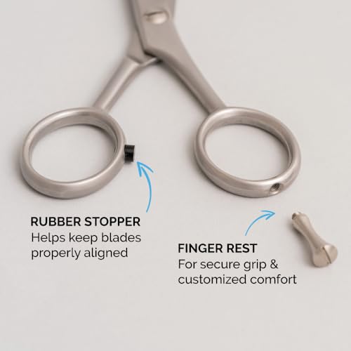 ZEUS Stainless Steel Beard Trimming Scissors with Leather Case, Facial Hair Clipping Tool for Barber Quality Beard & Mustache Trim (Made In Germany)