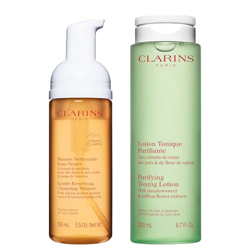 Clarins Purifying Toning Lotion | Less Oily Skin After 14 Days of Use* | Cleanses, Hydrates, Purifies, Mattifies and Balances Skin's Microbiota | Contains Witch Hazel | Combination To Oily Skin Types