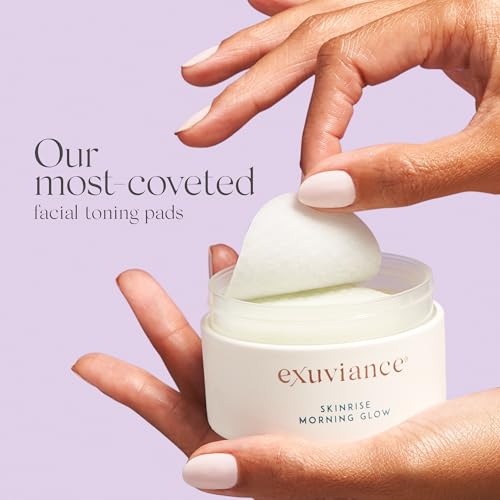 EXUVIANCE SkinRise Morning Glow, Anti Aging Facial Toning Pads |Gently Exfoliates and Hydrates Skin's Moisture Barrier, with PHA/Bionics, Green Tea & Cucumber Extract, 1.7 Fl oz
