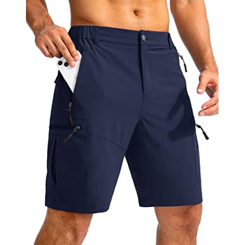 Pudolla Men's Hiking Cargo Shorts 9"/7"/11" Lightweight Outdoor Shorts for Men Trip Golf Camping Casual with 5 Zipper Pockets