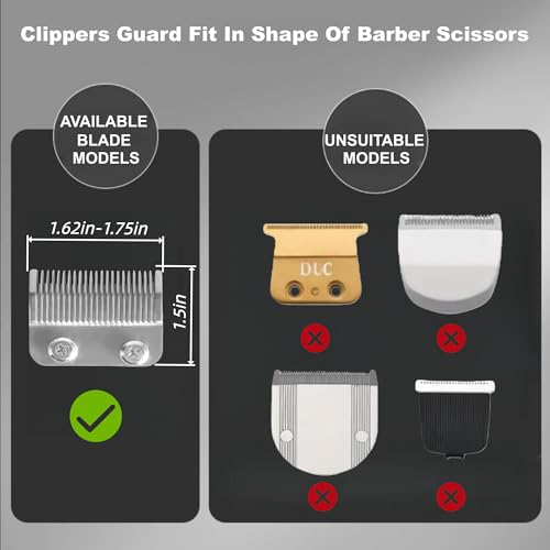 10-Pcs Clipper Guard Set, Black Professional Clipper Guard Set Compatible with Wahl Most Clippers (1.5-25mm), Premium Close Cut to 1-Inch,Black Sliver
