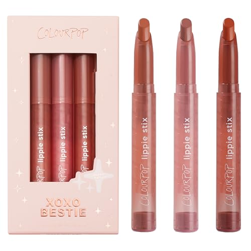 ColourPop Lippie Stix Kit - 3 Long-Lasting Lipsticks Formulated with Vitamin E & Shea Butter for All Day Moisture - Paraben and Sulfate Free - XOXOBestie (3 count)