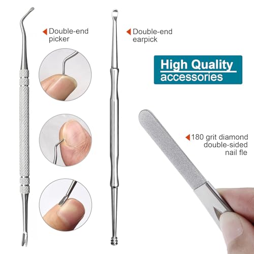 8 Pieces Nail Clipper Set for Fingernail Thick Toenails, Quality Heavy Duty Stainless Steel Nail Trimmer Kit for Women Mens Seniors, with Exquisite Case(ZJDTZ8P)