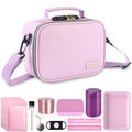 PU Leather Storage Bag Complete Kit with 10 Small Accessories, Portable Travel Storage Case with Lock and Great Gift for Women, Childproof Organization Container Box 9 X 6 X 4 Inches (Pink)