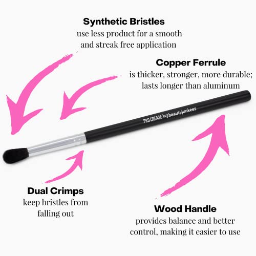 Eyeshadow Blending Brush Diffused Cut Crease Brush - Tapered Fluffy Eyeshadow Brushes Single Eye Brushes by Beauty Junkees, Brochas de Ojos Para Difuminar, Synthetic, Cruelty Free