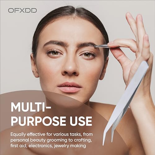 Tweezers for Crafts 3.94¡È - Ingrown Hair Tweezers Stainless Steel - Tweezers Precision for Plucking Eyebrow, Curved - Fine Pointed Tweezers for Splinter