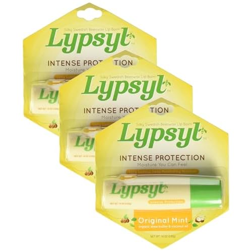 Lypsyl Intense Protection Original Mint, Lip Balm 0.10 oz (Pack of 3)