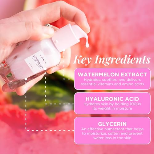 Glow Recipe Mini Niacinamide Dew Drops Facial Serum & Illuminating Makeup Primer (15 ml) + Mini Watermelon Glow Pink Juice Hydrating Face Moisturizer (25 ml)