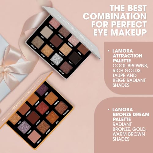 Lamora Nude Eyeshadow Palettes (Attraction + Bronze Gold)