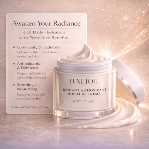 Radiant Antioxidant Moisture Creme 1.7 oz Squalane Face Cream for Women Aging Skin For Dry, Sensitive, Facial Moisturizer Wrinkles Dark Spots Sun Damage