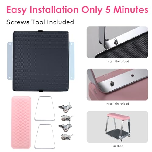 Pedicure Foot Rest for Nail Tech Nail Salon, BORNBYME Update PU Leather Foot Nail Stand Rest for Pedicure, Pink