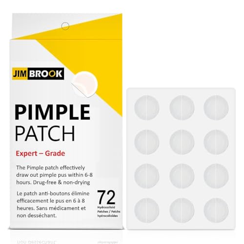 Pimple Patches For Face (72 Patches) Hydrocolloid Pimple Patches ? Round Design Tapered Blemish Patches ? Pimple Stickers | Zit Patches ((72 Count (Pack of 1)