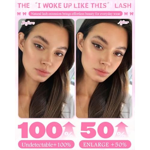 Lash Clusters Natural 8-14mm Short Cluster Eyelash Extensions Wispy Eyelash Clusters Clear Band Lashes Clusters Pesta?as Postizas Naturales C Curl Individual Lashes Extensions Natural Look