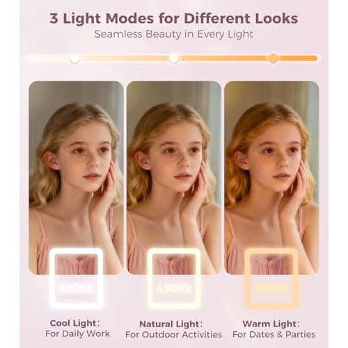 Saliwa Vanity Mirror with Lights, Lighted Makeup Mirror with 3 Modes, 5X Magnification Mirror, Stepless Brightness, 360¡Æ Rotation, Christmas & Valentine¡¯s Gifts for Women, Daughter, Mom, Her
