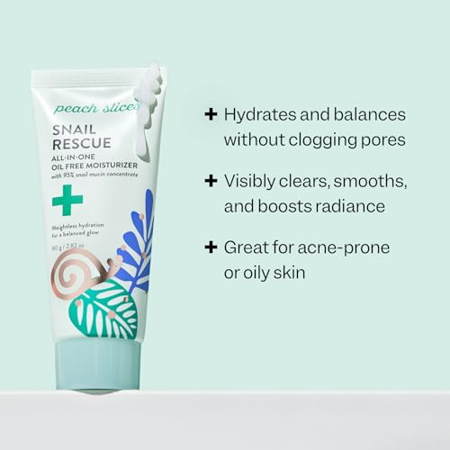 Peach Slices - Snail Rescue All-in-One Oil Free Moisturizer (2.82 oz) - 95% Snail Mucin Concentrate - Weightless - Birch Juice, Hyaluronic Acid & Cica - Vegan, Cruelty Free, Korean Skin Care & Beauty