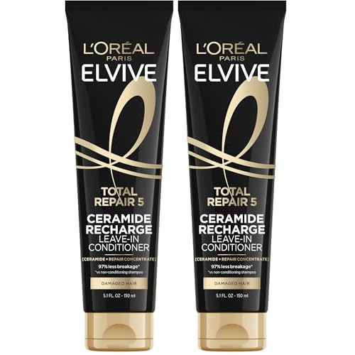 L'Oreal Paris Elvive Total Repair 5 Protein Recharge Leave In Conditioner Treatment and Heat Protectant,5.1 Ounce,(Pack of 2)