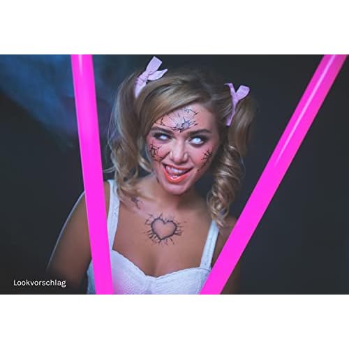 2 x Broken Doll Temporary Tattoo Halloween Costume for Men and Women, Adult, Face Sticker
