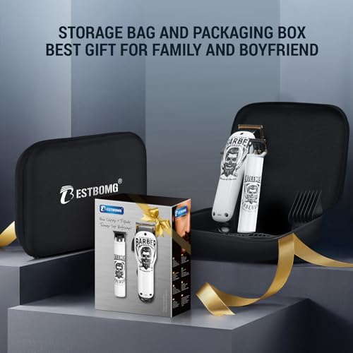 BESTBOMG¢ç Hair Clippers & Trimmer Ceramic T-Blade Cordless Haircut Sets Rechargeable 2000mAh/1200mAh with 10 Guide Combs & for Men/Father/Husband/Boyfriend