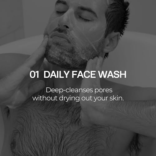 HommeFace Men¡¯s Daily Trio 3-Step Daily Routine Set with Face Wash, Herbal Spray Toner & Moisturizer - Korean Skincare Technology with CICA, Tea Tree Leaf & Witch Hazel Extracts, for All Skin Types