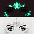 fluorescent face gems makeup glow in the dark face jewels festival rhinestone pastie fluorescence crystals body tattoo stickers forehead jewelry Team Bride (tp344 flower)