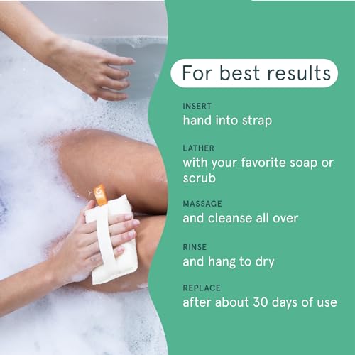 Cleanlogic Organic Cotton Exfoliating Body Scrubber, Reusable Exfoliator Tool for Smooth Skin, Daily Skincare Routine, Natural, 3 Ct Value Pack