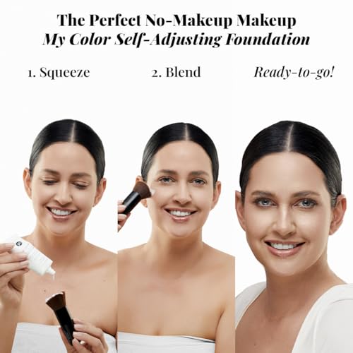 Jerome Alexander My Color 3PC Self Adjusting Full Coverage Foundation Makeup (Medium) with Kabuki Brush and Air Primer