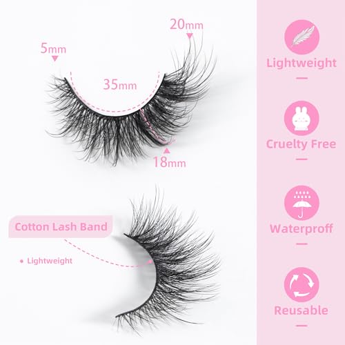Eyelashes Cat Eye Strip Lashes Natural Look Lashes Wispy Fluffy Fairy Eyelash Wispy False Mink False Eyelashes