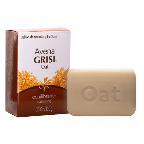 Grisi Oat Soap Cleansing Balancing Soap with Natural Oat Assists in Balancing your Skin and Moisturizing it Delicate Skin AntiAcne Exfoliating Bar Soaps., White, (Pack of 12)