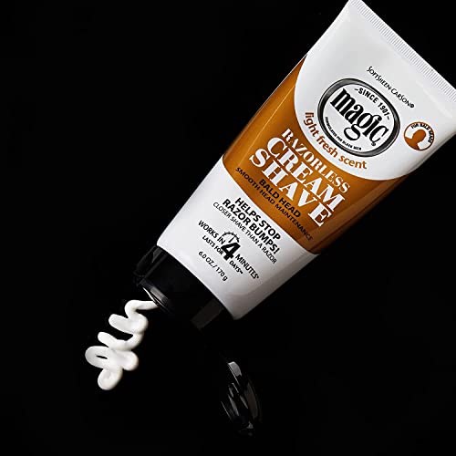 Magic Razorless Cream Shave Bald Head 6 Ounce Tube (177ml) (6 Pack)