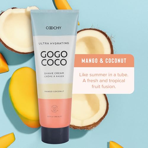 Coochy Ultra Hydrating Shaving Cream | Prevents Irritation, Bumps & Dry Skin | Doubles as Hair Conditioner | Coconut Oil, Tea Tree Oil, Jojoba Oil, Shea Butter & Aloe Vera | Mango Coconut 8.5oz/250mL