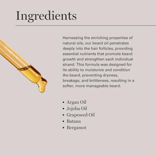 Beard Oil for Men with Batana Oil - Strengthens, Moisturizes & Supports Natural Beard Growth - Dr. Sebi Beard Conditioner for Grooming with Argan, Jojoba & Grapeseed & Oils - 1 fl oz