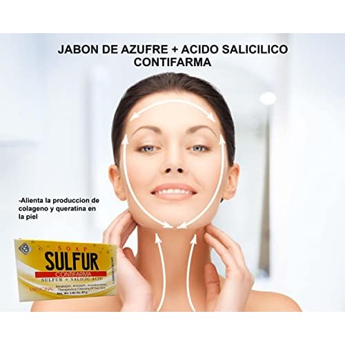 Contifarma AZUFRE + ACIDO SALICILICO, jabon, tratamiento para el acne, sulfur soap, for acne, with salicylic acid, Pack of 1