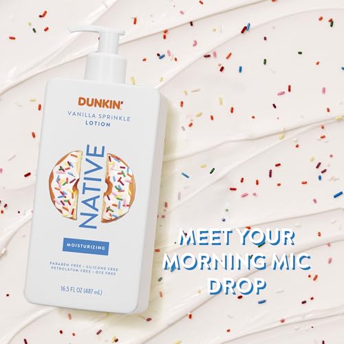 Native Body Lotion, Dunkin Vanilla Sprinkle, Moisturizer for Dry Skin with Plant-Based Ingredients, 16.5 oz