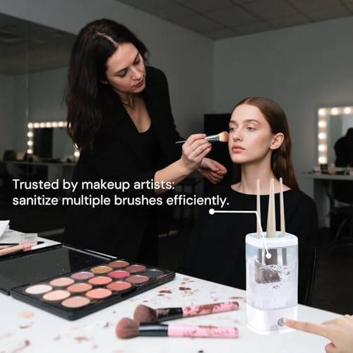 Electric Makeup Brush Cleaner and Dryer Machine with UV-C Light, 3-in-1 Automatic Brush Cleaning System for Deep Clean & Fast Drying, Quiet Design for Beauty Enthusiasts, Gift Giving, Home/Salon Use