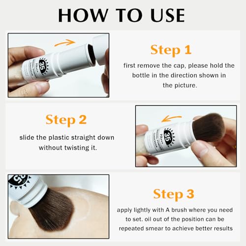 Mineral Powder Sunscreen SPF 35 Setting Powder for Face & Scalp Broad Spectrum Mineral Brush Powder Lightweight Breathable Oil Control Matte Finish for All Skin Tones(Translucent)