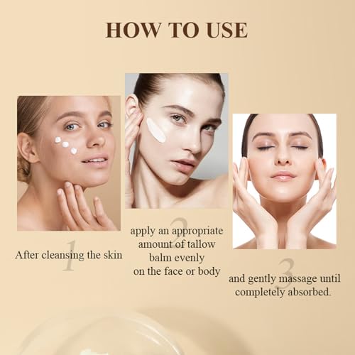 Beef Tallow and Honey Moisturizer Balm for Skin: Grass-Fed Tallow Honey Skin Moisturizer for Face Body, Tallow Balm for Skin Hydration