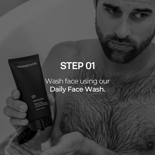 HOMMEFACE Men¡¯s Easy Duo 2-Step Daily Routine Set - Includes a Face Wash, 4.22 fl oz and All-in-One Toner & Moisturizer, 5.07 fl oz - Korean Skincare Technology for Oily & Acne-Prone Skin