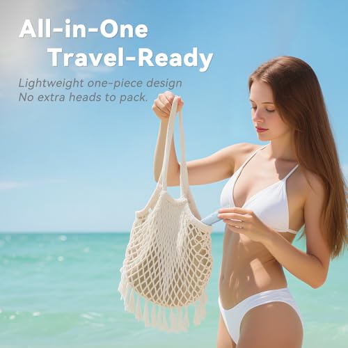 2-in-1 Bikini Trimmer for Women ? Dual Head Electric Shaver for Pubic, Facial & Body Hair, IP67 Waterproof Razor with Stainless Steel Blades & Rechargeable Battery (Petal Pink + Sky Blue)