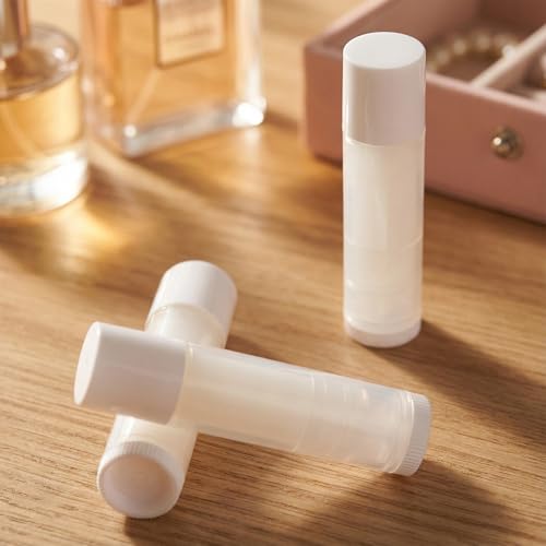 Bekith 100 Pack 5.5ml Empty Lip Balm Tubes, Clear Lip Balm Containers with White Caps