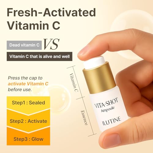 Vita-Shot Vitamin C Ampoule ? Vitamin C Face Serum with Ectoine & Glyceryl Glucoside, Korean Skincare Ampoule for Daily Use