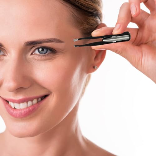 Eyelash Extension Tweezers 2pcs Tweezers with Light LED Tweezers Pliers Tool Stainless Steel Eyebrow Facial Hair Removal Cosmetic Makeup Tools 9. 8x2cm Mens Grooming Trimmer