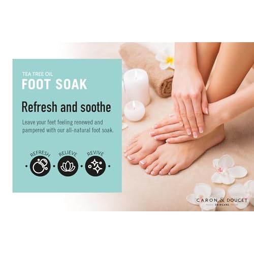 CARON & DOUCET Tea Tree Oil Foot Soak with Epsom Salt and Dead Sea Salt - Natural - Soothes Sore & Tired Feet, Helps Reduce Foot Odor Scent, Softens Calluses - 2lb