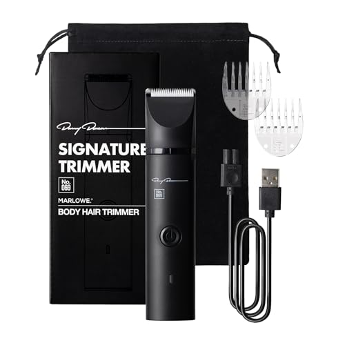 MARLOWE. No. 069 Hair Trimmer for Men, Signature Body Hair Trimmer, Lightweight, Waterproof Personal Groomer with Detachable Stainless Steel & Ceramic Blades, Rechargeable Battery