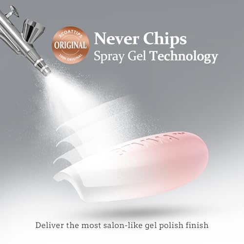btartboxnails Pink Long Square Ombre Nails XCOATTIPS and Nail Gel Glue, Builder Gel, Top Coat Set
