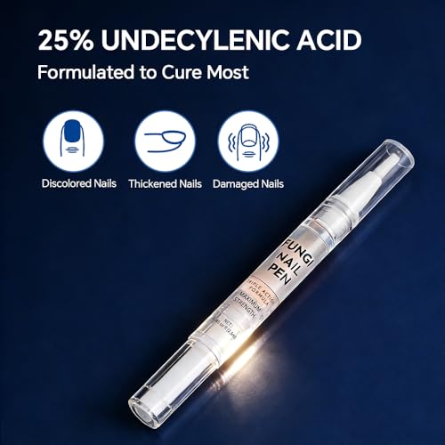 Toenail Fungus Treatment Extra Strength - with 25% Undecylenic Acid - Effective Nail Repair for Damaged Nails, Ingrown Nails & Discoloration - 4-Pack Twist Pen